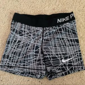 Black and white Nike Pro shorts